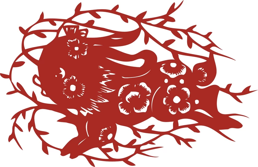 中国风中式传统喜庆民俗人物动物窗花剪纸插画边框AI矢量PNG素材【1555】